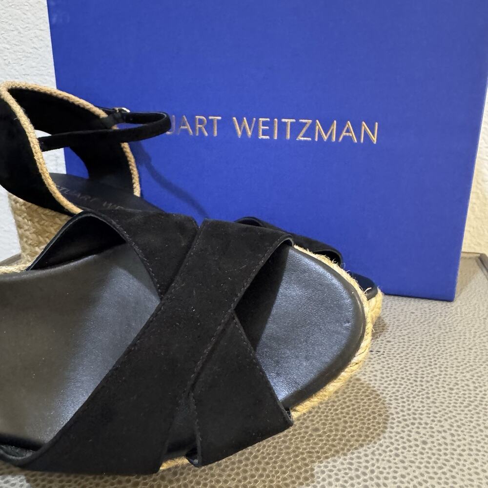 Stuart Weitzman Mirela II Espadrille Wedge Black Size 11 - Picture 6 of 16